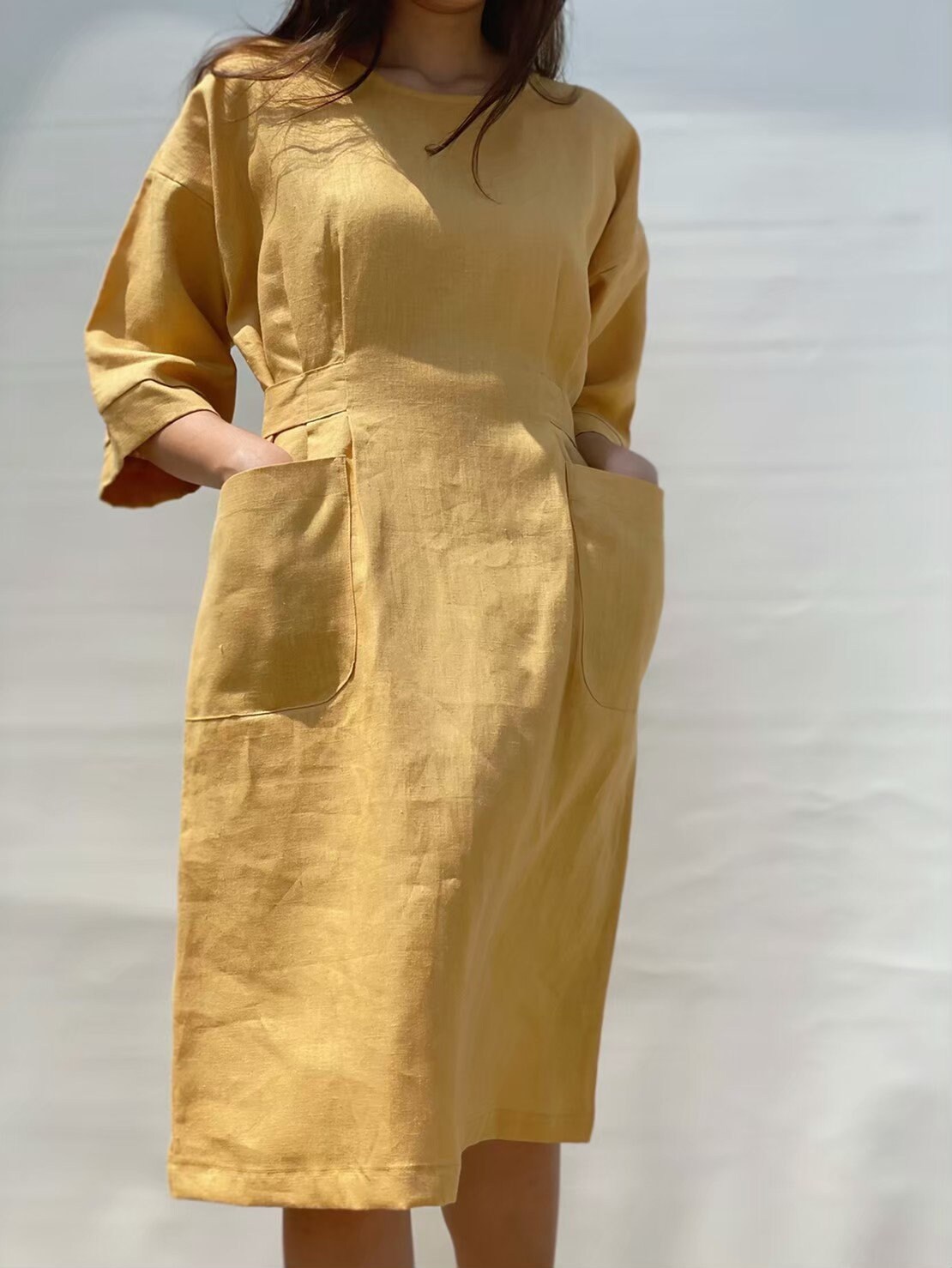 Orange Linen Dress - Etsy
