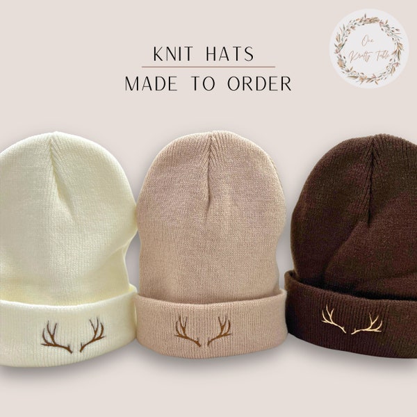 Cutest Little Deerlings | Must-Have Antler Beanie | Super Soft Knit Design | Embroidered Antlers | Made to Order | One Size fits 0 - 4 years