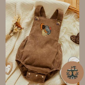 Tiny Turkey Trot | Wild Turkey Romper | Cotton Corduroy | Gift for Baby | Made to Order