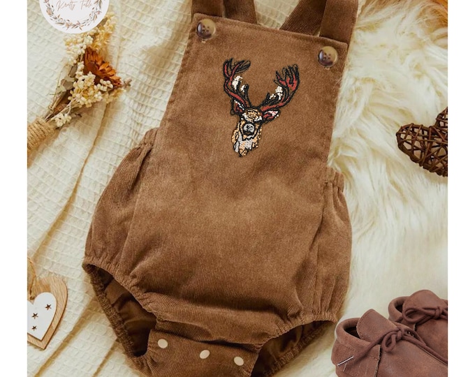 Long Sleeve Cotton Baby Deer Romper with Layered Look (0–18M)