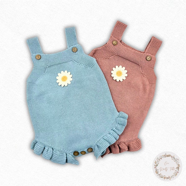 Ultimate Daisy Dream | Knitted Daisy Romper | Boho Baby | 100% Organic Cotton | Baby Girl Clothing
