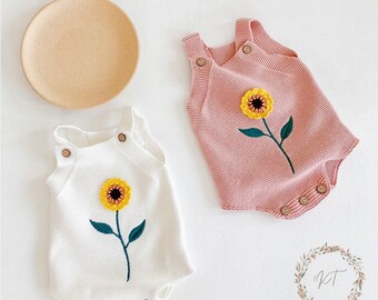 NEEXIJI Toddler Baby Girl Sunflowers Print Romper Summer One Piece Short Jumpsuit with Belt NEEXIJI Toddler Baby Girl Sunflowers Print Romper Summer One Piece Short Jumpsuit with Belt
