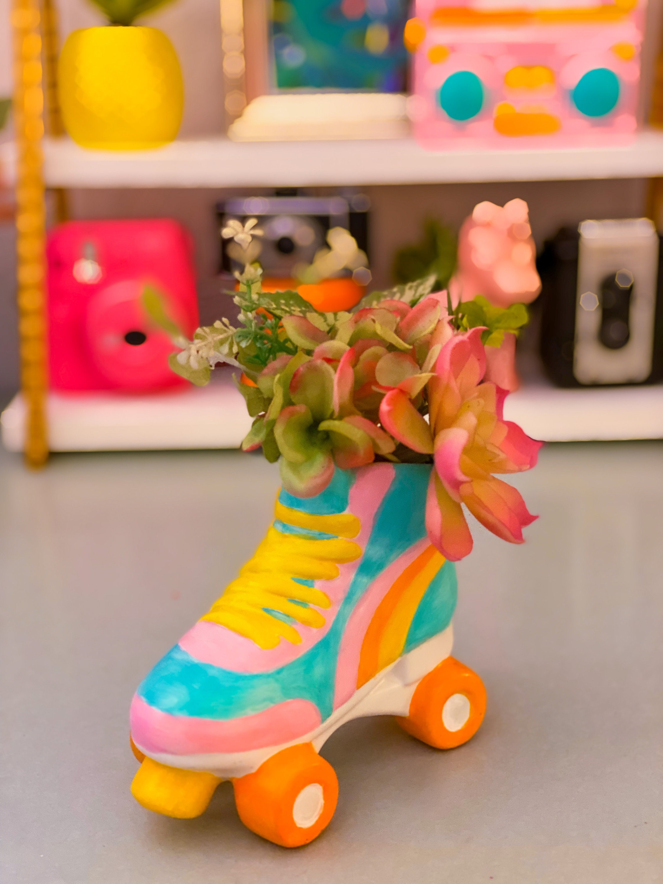 Ceramic Roller Skate Planter Colorful Retro Style Etsy
