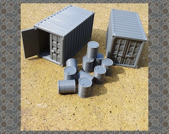 2x Shipping Containers with opening doors for wargaming Scatter Terrain/Scenery various colour options