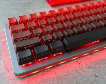 Gradient Black and Red Side-Printed Keycap Set, Shine-through , OEM Profile