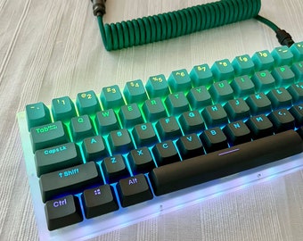 Gradient Green Keycap Set, OEM Profile, Shine-through, PBT, Cherry MX Stem, Double Shot Legends