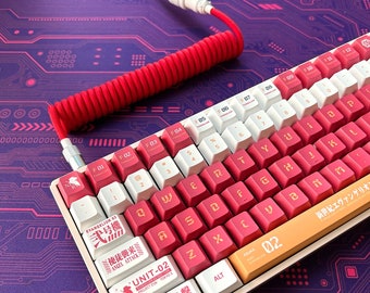 Eva Unit-02 Keycap Set, Cherry Profile, Coiled Cable Option, PBT, Cherry MX Stem, Dye-Sub Legends