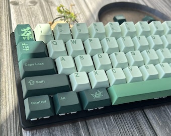 Green Tea Keycap Set, Cherry Profile, Aesthetic Design