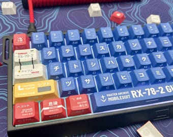 Juego de teclas Mobile Suit con impresión lateral, retroiluminación translúcida, perfil Cherry.