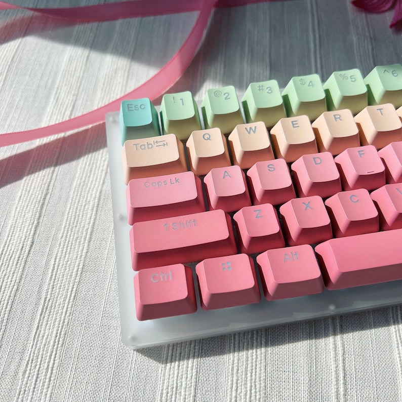 Gradient Pastel Keycap Set OEM Profile PBT Etsy