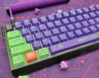 Eva Unit-01 Side-Printed Keycap Set, Shine-through Backlit, Cherry Profile