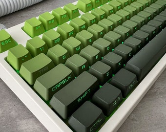 Gradient Matcha Side-Printed Keycap Set, OEM Profile, Shine-through, PBT, Cherry MX Stem, Double Shot Legends