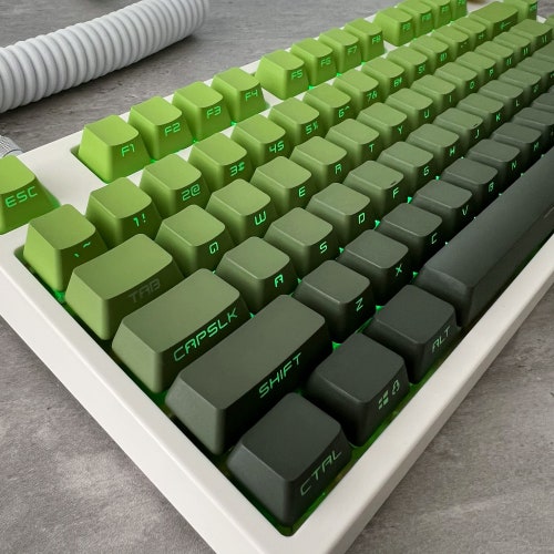 Jeu de touches imprimées latérales Matcha dégradé, profil OEM, brillant, PBT, tige Cherry MX, Double Shot Legends