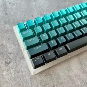 Gradient Green Keycap Set, OEM Profile, Shine-through, PBT, Cherry MX Stem, Double Shot Legends