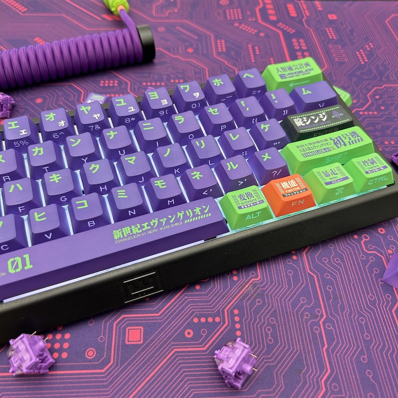 Eva Unit-01 Side-printed Keycap Set, Shine-through Backlit, Cherry ...