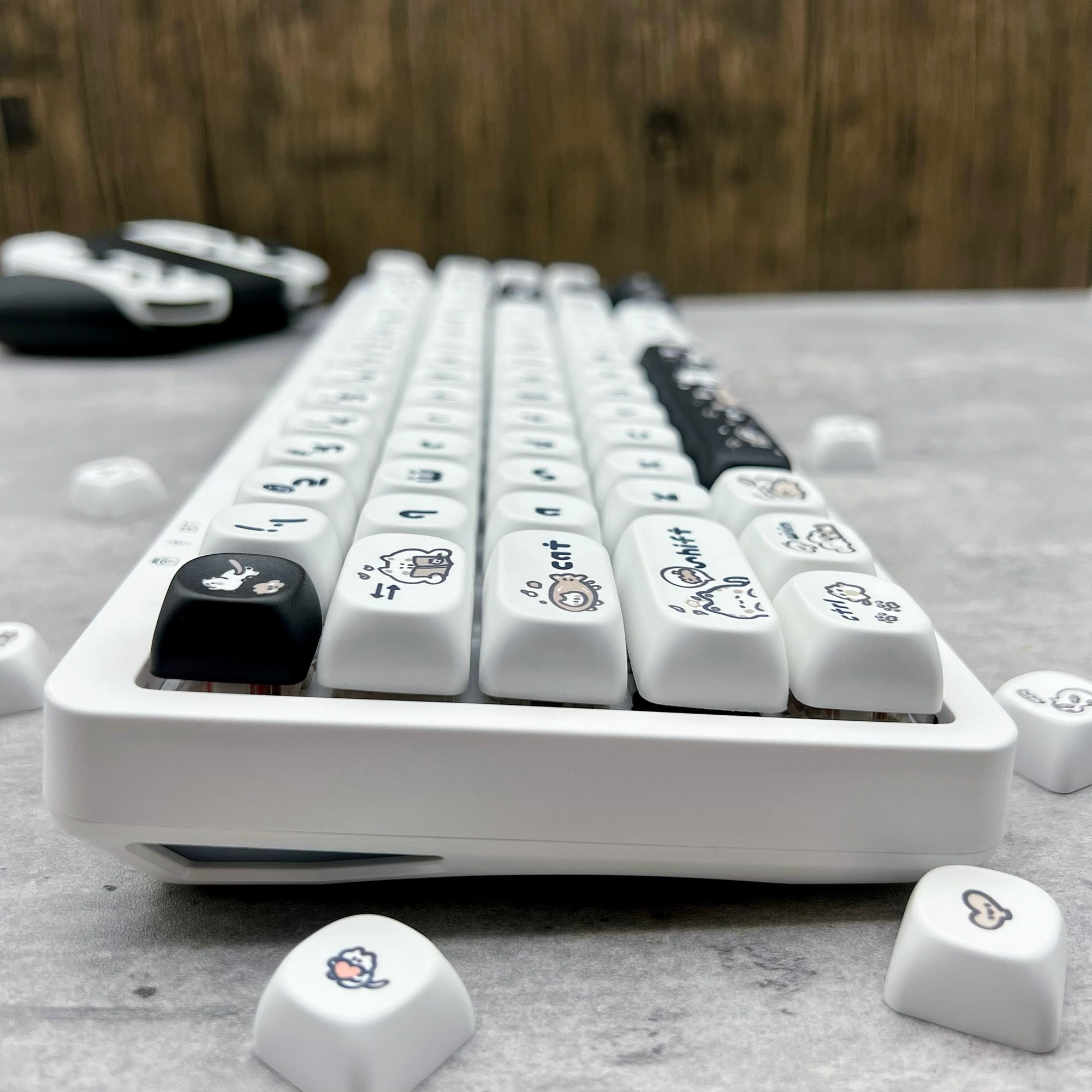 Happy Kitten Keycap Set, MOA Profile, Cute Art, PBT, Cherry Happy Kitten Keycap Set, MOA Profile, Cute Art, PBT, Cherry