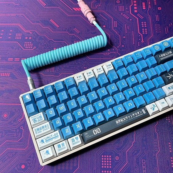 Eva Unit-00 Keycap Set, Cherry Profile, Coiled Cable Option, PBT, Cherry MX Stem, Dye-Sub Legends