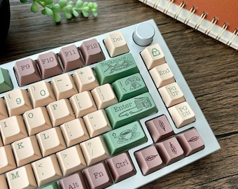 Vintage Look Keycap Set, Cherry Profile, PBT, Cherry MX Stem, Dye-Sub Legends