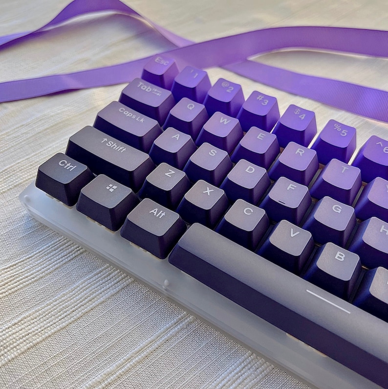 Gradient Purple Keycap Set for Mechanical Keyboard, OEM Profile, Shine-through,  PBT, Cherry MX Stem, Double Shot Legends 