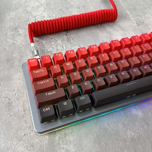 Gradient Black and Red Keycap Set, OEM Profile, Shine-through, PBT, Cherry MX Stem, Double Shot Legends