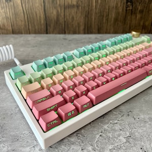 Gradient Pastel Side-Printed Keycap Set, OEM Profile, Shine-through, PBT, Cherry MX Stem, Double Shot Legends