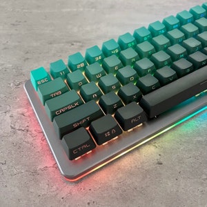 Gradient Green Side-Printed Keycap Set, OEM Profile, Shine-through, PBT, Cherry MX Stem, Double Shot Legends