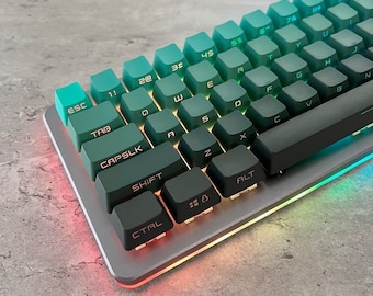 Gradient Green Side-Printed Keycap Set, OEM Profile, Shine-through