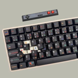 Retro SNES Keycap Set, Dark Theme, Cherry Profile, PBT, Cherry MX Stem, Dye-Sub Legends