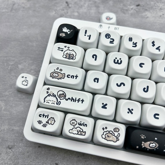 Happy Kitten Keycap Set, MOA Profile, Cute Art, PBT, Cherry Happy Kitten Keycap Set, MOA Profile, Cute Art, PBT, Cherry