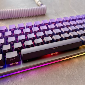 Gradient Purple Side-Printed Keycap Set, OEM Profile, Shine-through, PBT, Cherry MX Stem, Double Shot Legends