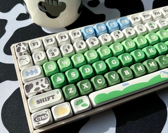 Milk & Meadow Keycap Set, MOA Profile, Cute Art