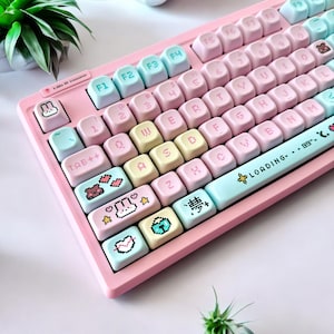Pixel Dream Keycap Set, Cherry and KOA Profile, Cute Art, Pixel Art, PBT, Cherry MX Stem, Dye-Sub Legends