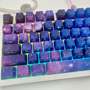 Luminous Galaxy Side-Printed Keycap Set, OEM Profile, Shine-through, PBT, Cherry MX Stem, Double Shot Legends