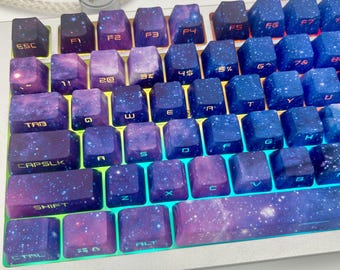 Juego de teclas Luminous Galaxy impresas lateralmente, perfil OEM, efecto translúcido