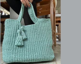 Crochet Tote Bag Pattern | Handmade Market Bag PDF | DIY Summer Beach Purse Tutorial
