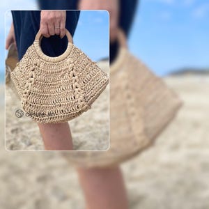 DIY häkeln Boho Tasche, mit Holzgriff, Einfache Sommertasche Muster, PDF, Video Anleitung, Sofort Download, Muster Video, Stricktasche
