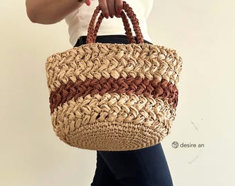 Raffia Crochet Bag Pattern — Round Base, Shaped Body, Crochet Straps | Beginner PDF + Video
