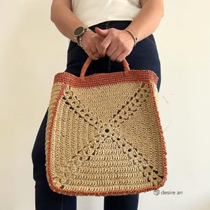 Einfaches Häkelmuster, Muster für eine Tasche häkeln, Einkaufstasche aus Raffia häkeln, ästhetische Tasche häkeln, Geldbörse Grandma Square häkeln, PDF- Video Anleitung
