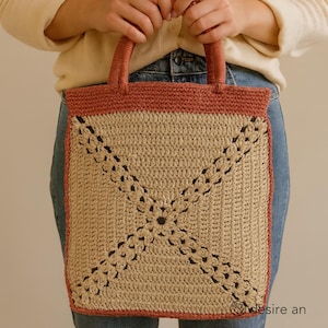 Granny Square Raffia Tote Pattern — Two-Color Crochet Bag, PDF & Video