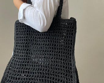 Wzór na szydełkową torbę na zakupy: Perforowana torba boho (do pobrania w formacie PDF)