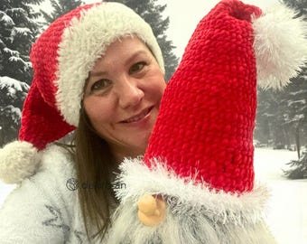 Patrón de gorro de Papá Noel a crochet: Gorro festivo navideño (descarga digital en PDF)