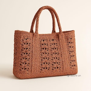 Einfache Lotus Flower Häkelanleitung - Stilvolle Raffia-Tasche, wiederverwendbare Strandtasche und Umhängetasche für den Sommer