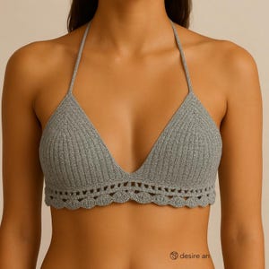 Crochet Triangle Bikini Top Pattern – Shiny Bralette – Easy Boho Crop Top – Beachwear & Summer Top for Women – PDF Crochet Cup Pattern