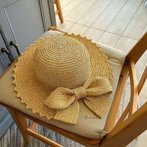 ストローハット RONRON RAFFIA CROCHET FLOPPY HAT 5BKK002 RAFFIA CROCHET FLOPPY HAT IVORY BEIGE - RONRON 론론