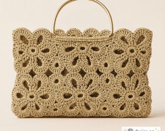 Patrón de bolso de ganchillo con forma de margarita: bolso de mano con hilo brillante (patrón en PDF + vídeo)