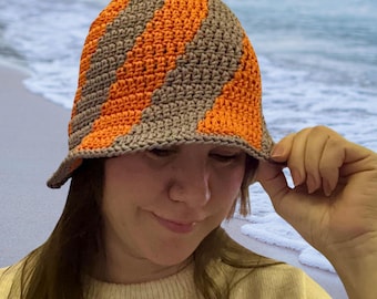 Crochet Bucket Hat – Zigzag Raffia Sun Hat (PDF)