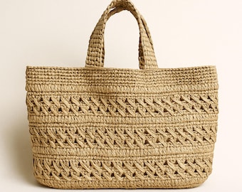 Ripple Wave Crochet Bag Pattern | XL Bag , Raffia Tote PDF + Video Tutorial
