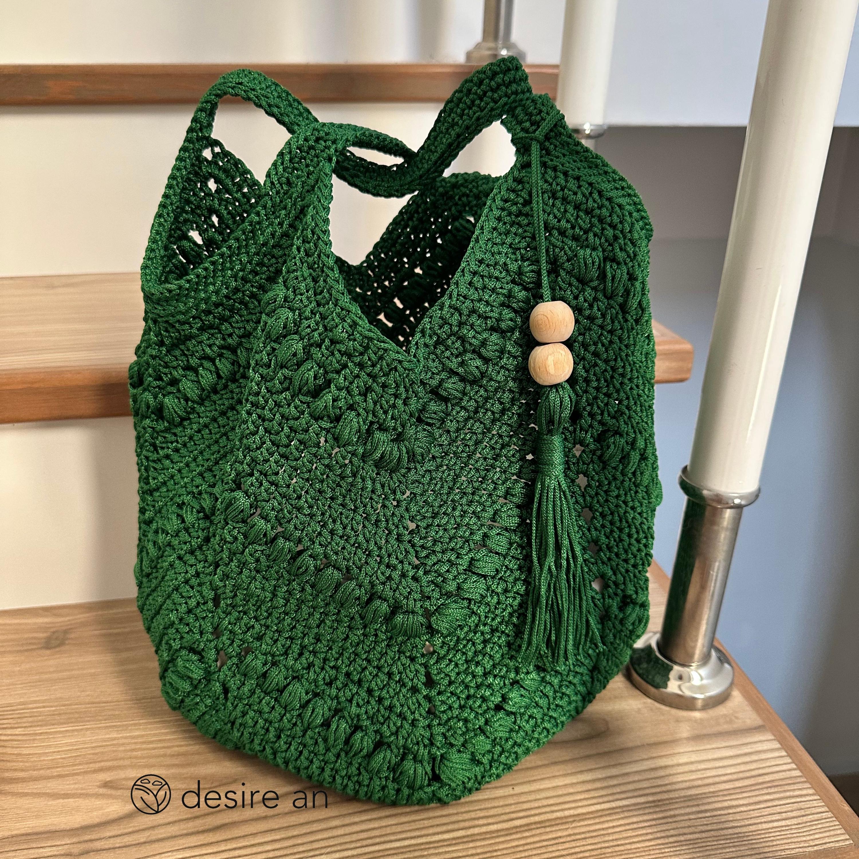 Borsa Tote All'Uncinetto Verde Floreale Con Margherite: Fatta A Mano In Cotone, Stile Fairycore Per Spiaggia O Regalo