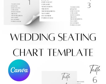Wedding Seating Chart Template, Modern Seating Chart, Printable Seating Chart Wedding, Canva Seating Chart