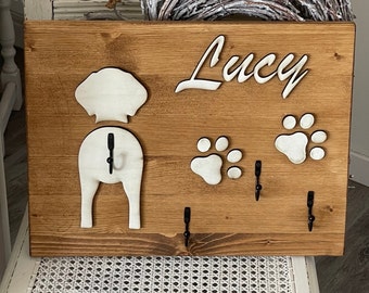 Personalized leash parking, dog coat rack